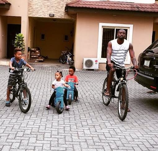 Peter Okoye, His Kids And Nephew Take A Bike Ride