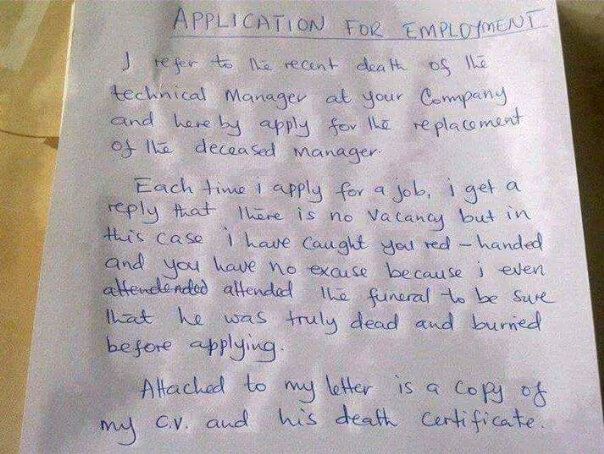 Hilarious Job Application Letter (Screen Shot) - Jobs ...