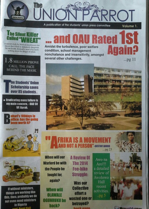 The Union Parrot: OAU Students Union Maiden Newspaper
