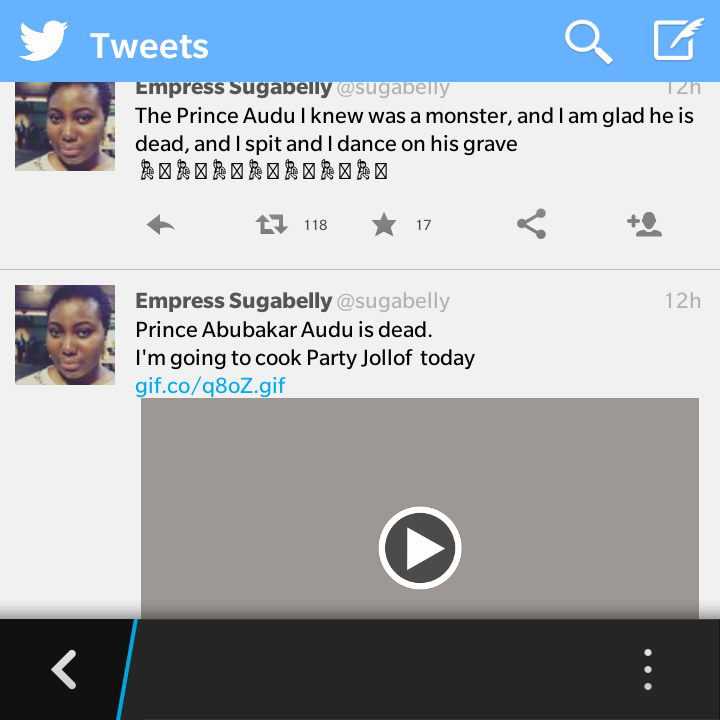 Girl Rejoices Over Audu Abubakar’s Death. Claims His Sons Gang Raped Her And He Covered It Up 3