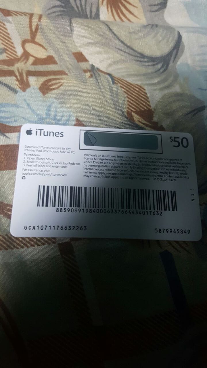 50 Dollars Itunes Gift Card Available.... More gift cards
