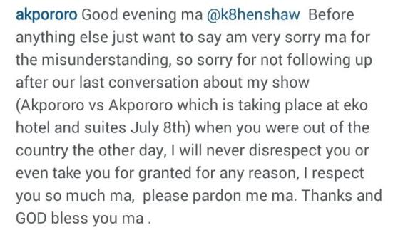 Comedian Akpororo Apologizes To Kate Henshaw After Her Outburst  