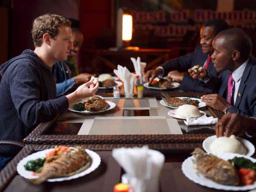 Image result for Mark Zuckerberg tries out Nigerian delicacies in Lagos Nigeria
