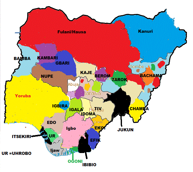 Image result for map of nigeria showing tribes