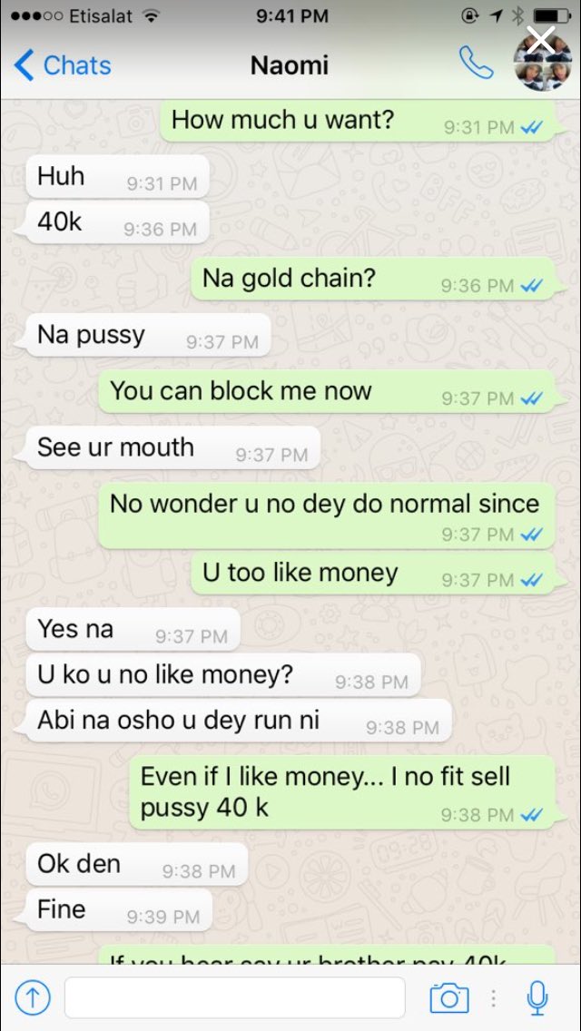 Photos Guy Exposes Conversation Of A Lady Who Asked Him To Pay 40k For Sex Romance Nigeria