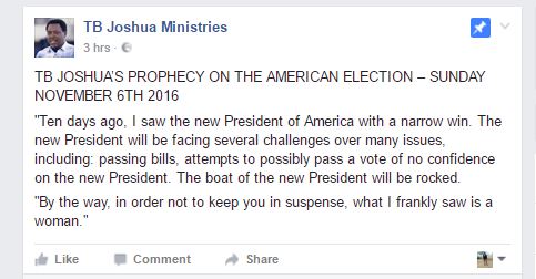  T.B. Joshua Predicts Who Will Win US Presidential Election... See Details  4449424_tbclinton_jpeg4fa98baff26b27208b222f47892f9db2