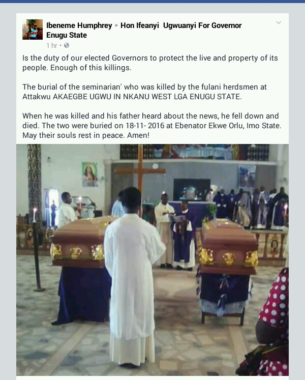 Father Of Seminarian Killed By Fulani In Enugu Dies, Both Buried Same Day 4508196_20161120170341_jpegf288f0c365f04f29aadc72598c9be643