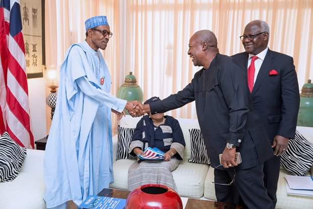 Image result for Pictures Of Buhari With Presidents Mahama, Ellen Sirleaf & Ernest Koroma In Gambia