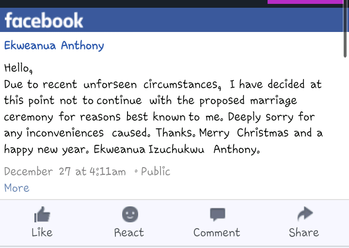 an Cancels Wedding In Anambra, A Day To D-Day After He Caught Fiancée Cheating 4673547_screenshot201612292153321_pngdf8f287c49a0447d9376c0f846ad3957