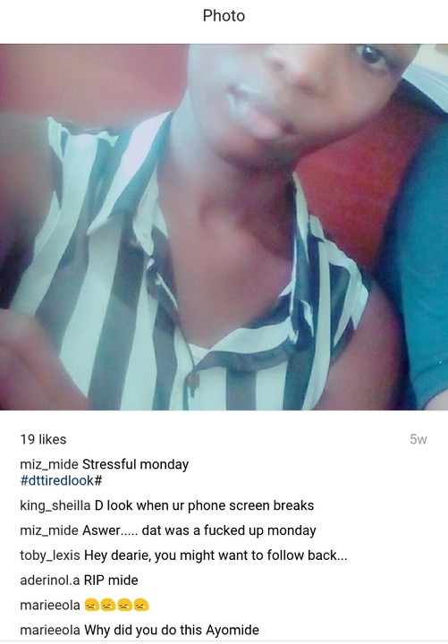 Ariyibi Ayomide: UNILAG Student Commits Suicide By Drinking Sniper (Photo) 5231890_cymera20170429205524_jpegda7a282147214a826f1706cd2cfdce9d