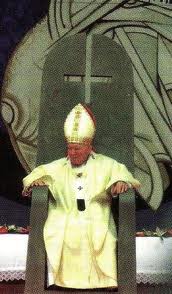 pope cross upside down throne ii peter paul john st inverted catholic meaning sitting papal vatican chair antichrist church under