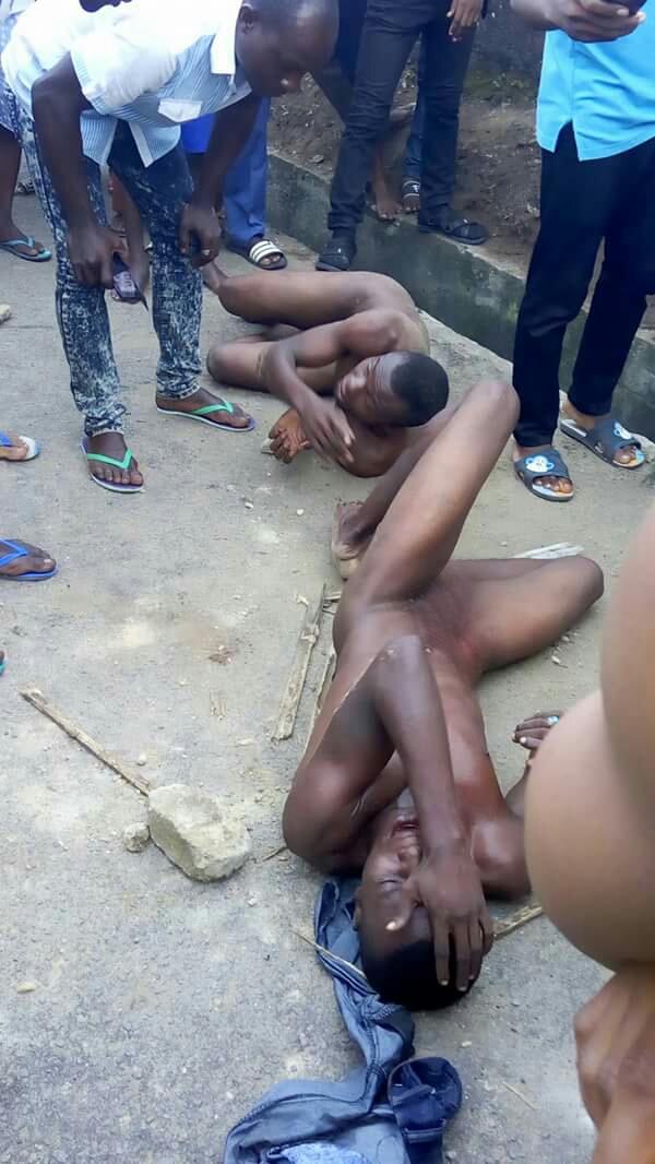 Photos: Alleged thief paraded naked in Delta State for 