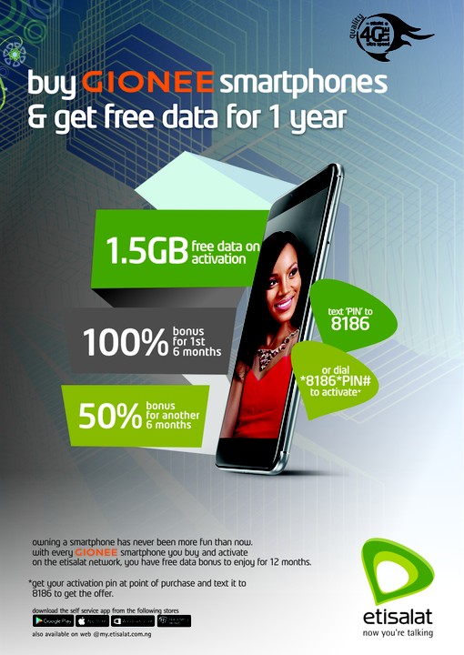Etisalat Data Offer For GIONEE Smartphone Users
