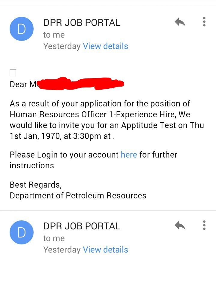 Got Email Invitation For DPR Aptitude Test pic Who Else Got Jobs Vacancies Nigeria