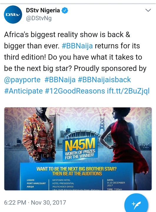 Big Brother Naija Is Back! Audition Begins, N45M For 2018 BBNaija Winner (Pics)