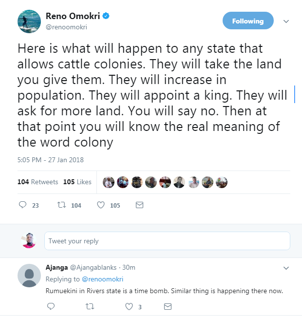 See What Will Happen To Any State That Allows Cattle Colonies - Reno Omokri