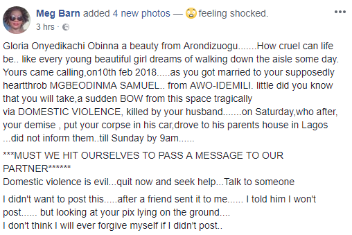 Nigerian Man Gruesomely Beats His Wife To Death Just 4 Months After Their Wedding (Sad Photos)  %Post Title