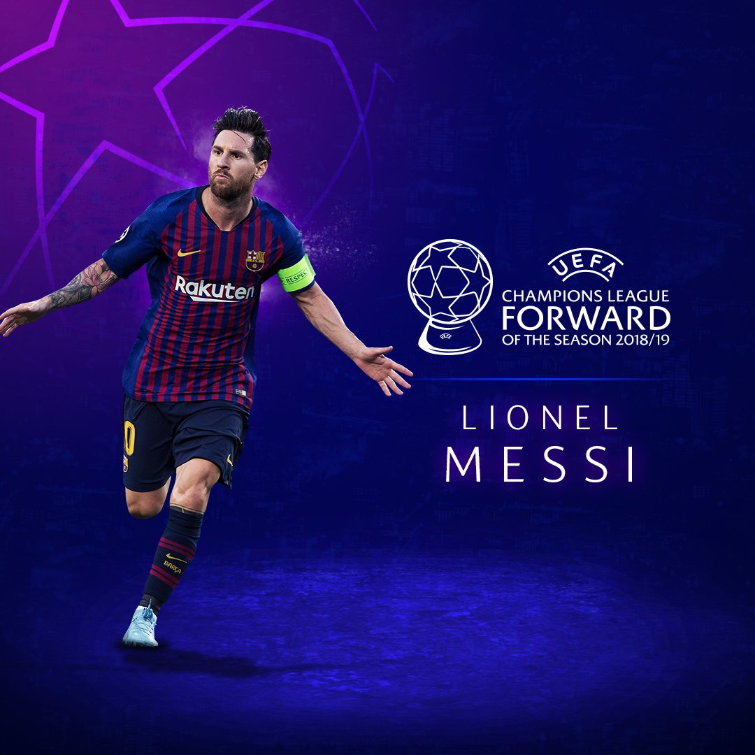 Lionel Messi Wins 2019 UEFA Champions League Forward Of ...