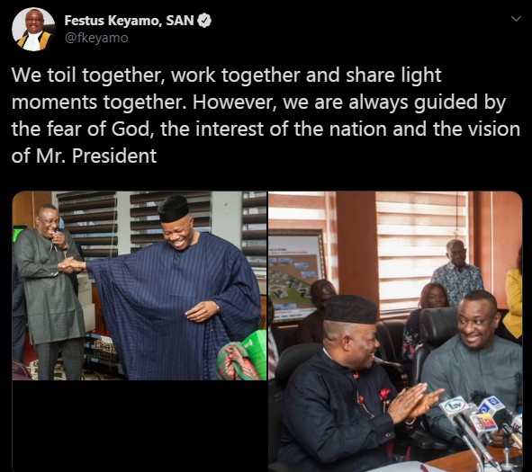 Festus Keyamo Laugh Hard As He Pictured With Minister Of Niger Delta, Akpabio [Photo]