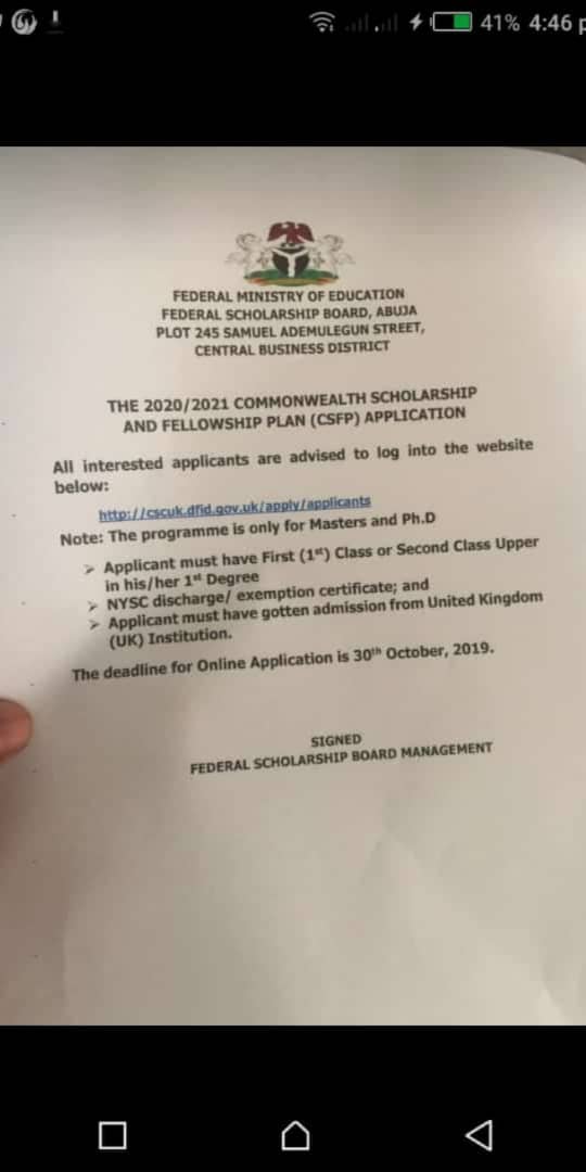 how to apply for commonwealth scholarship in nigeria