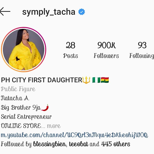 Tacha's Instagram Page