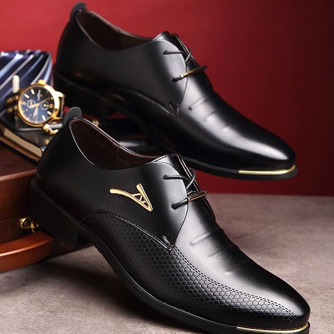 Men's Leather Oxford Lace-up Shoes - Black - Fashion - Nigeria
