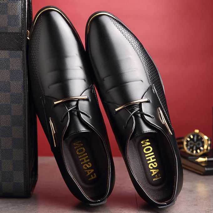 Men's Leather Oxford Lace-up Shoes - Black - Fashion - Nigeria