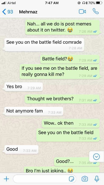 Whatsapp Chat Between An American And His Iranian Friend About The Ww3 Foreign Affairs Nigeria