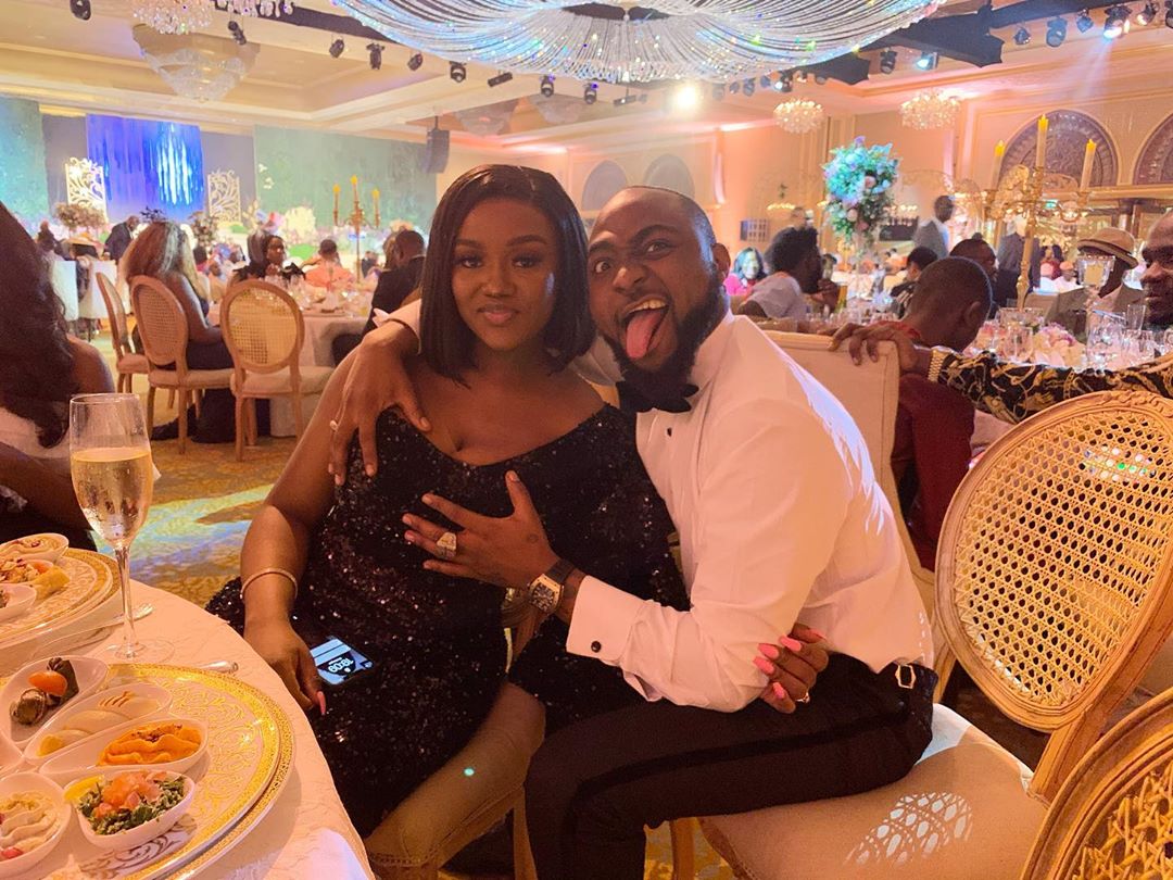  'All Mine': Davido Holds Chioma’s Breast At His Brother's White Wedding In Dubai (Photos)