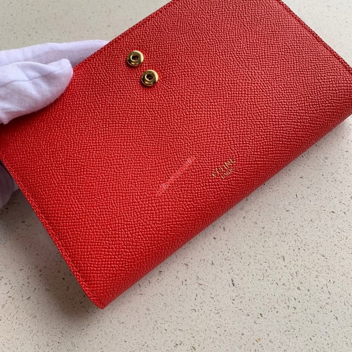 Shop - Celine Large Strap Wallet In Grained Calfskin Red - Fashion ...