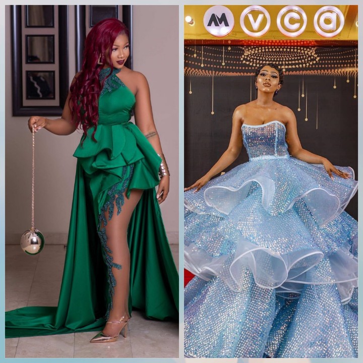  Mercy Vs Tacha: 2 BBNaija Stars Storm AMVCA 2020 Awards In Gorgeous Dresses (Photos)