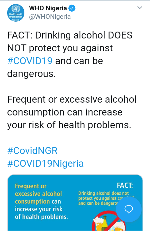 Drinking Alcohol Does Not Cure Coronavirus, It Increases Health Risks - WHO