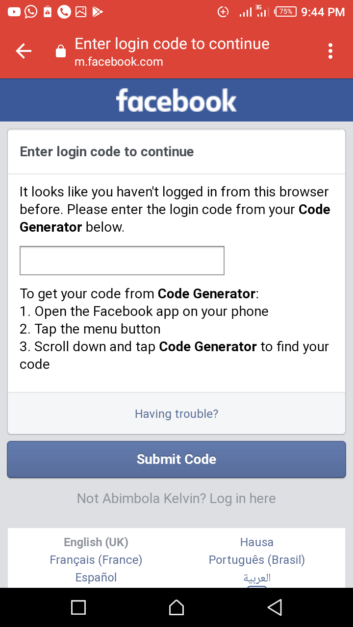 How Do I Get My Facebook Login Code Nairaland General Nigeria