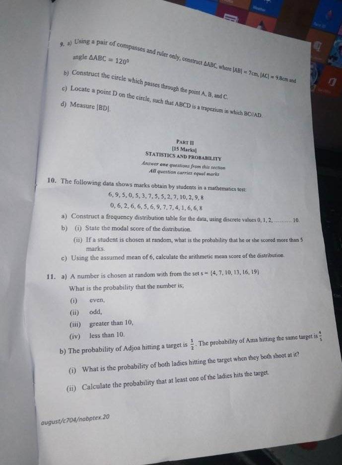 WAEC Mathematics Question Paper Leaks