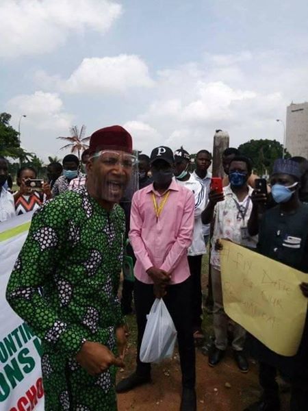 Felix Ijegalu the President of the National Association of University Students leading the protest Over Long Closure Of Schools 