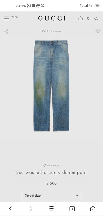 Gucci Debuts $1,200 Jeans Designed With Grass Stains Around The Knees