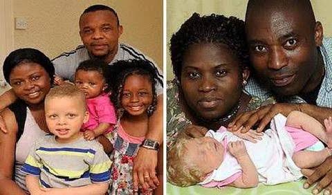 Baby white nigerian has family White baby