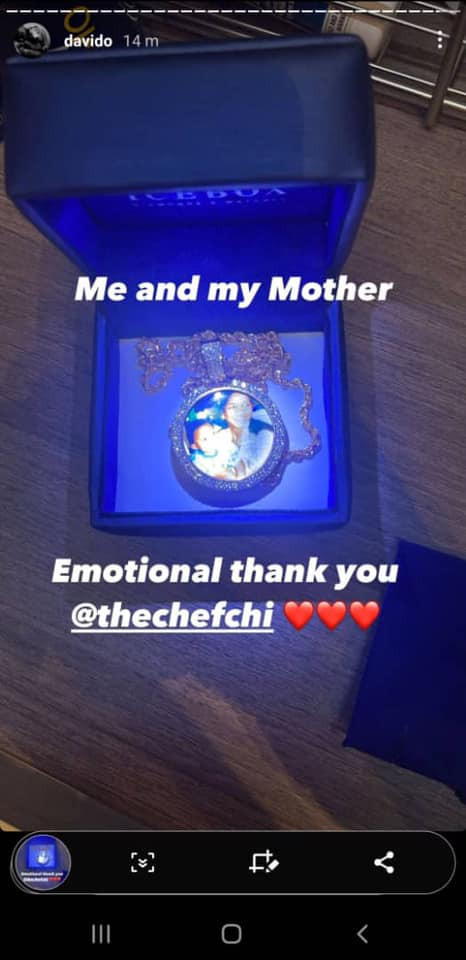Chioma Gifts Davido A Customized Necklace Of Himself And His Late Mother (Photo) - Celebrities ...