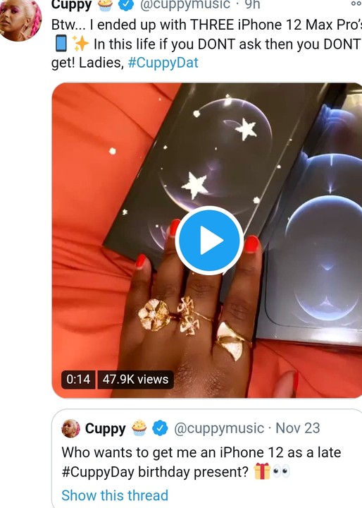 Cuppy - DJ Cuppy Gets 3 iPhone Pro Max As Late Birthday Presents (Video) 12775595_img20201202032907_jpegc9f5e51e199d0f10f53b883c08625892