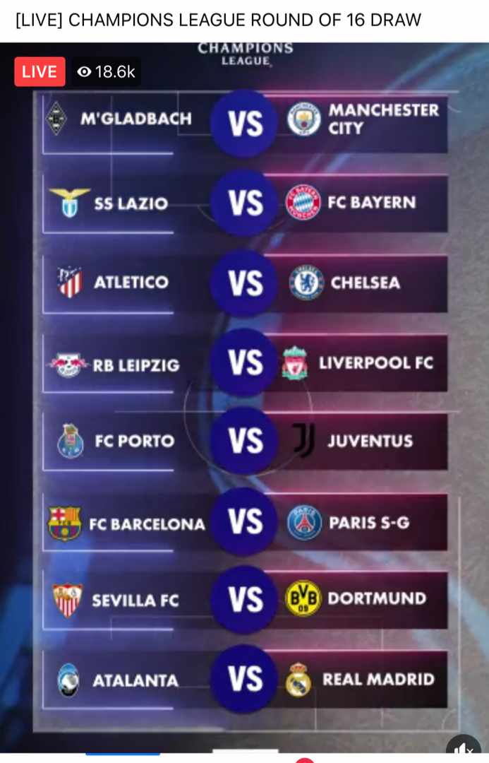 UEFA Champions League 2020/2021 Round Of 16 Draw - Sports ...
