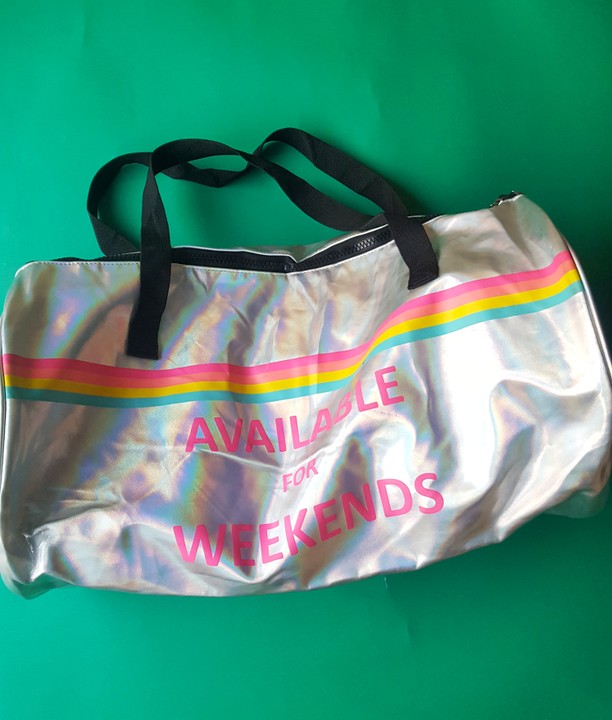 Victoria's Secret PINK Iridescent Silver Reusable Tote Bag 