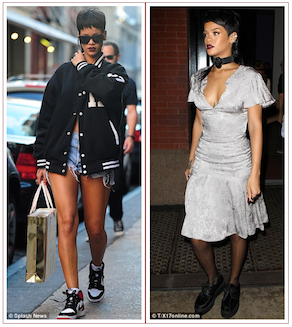 Photos: Rihanna Covered Up In Shapeless Silver Gown Vs Normal Street ...