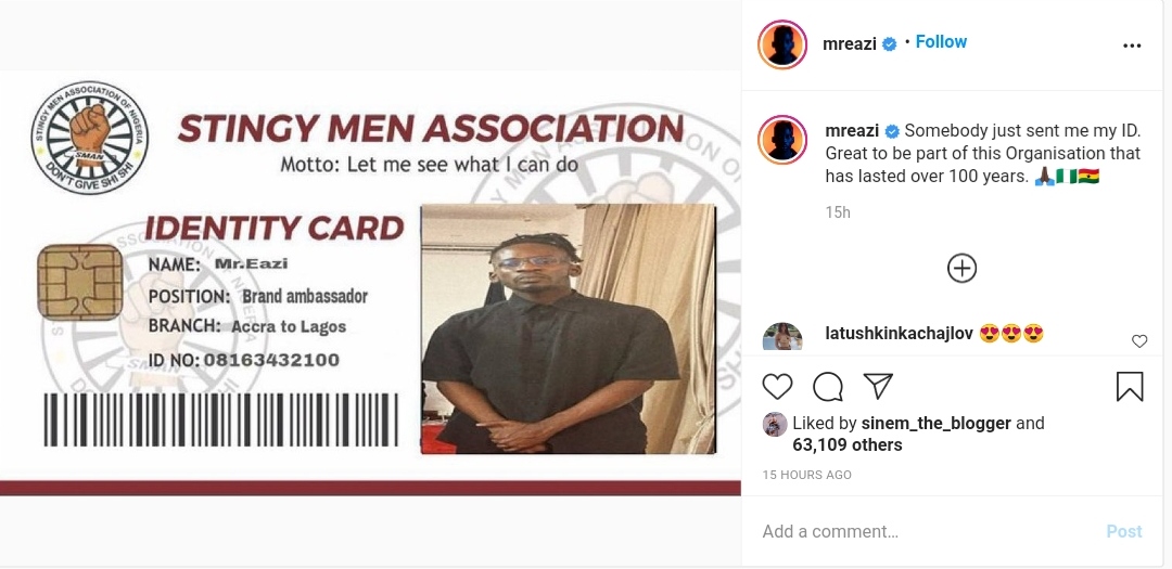 Mr Eazi Joins 'Stingy Men Association Of Nigeria' (Photo ...