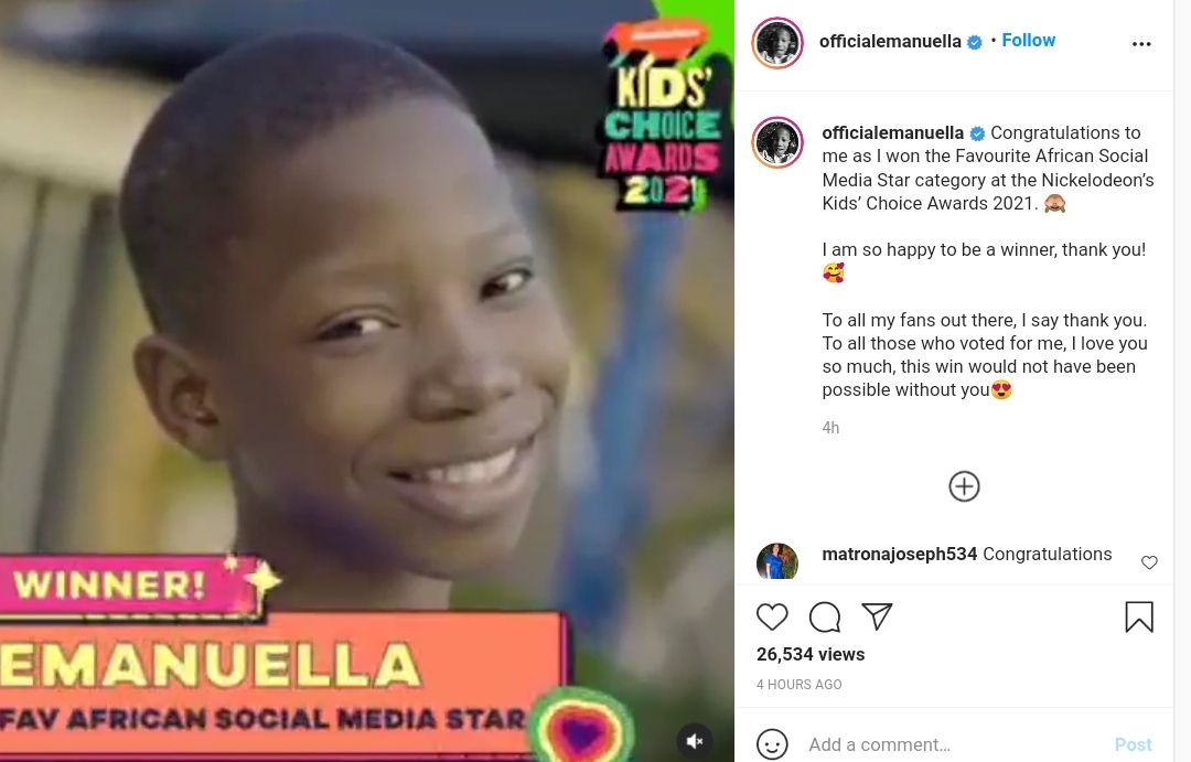 instagram - Emanuella Wins Nickelodeon’s ‘Favourite African Social Media Star’ Award 13269156_img20210316140124_jpeg0e74a0c9696171f6484242a2083b6b47