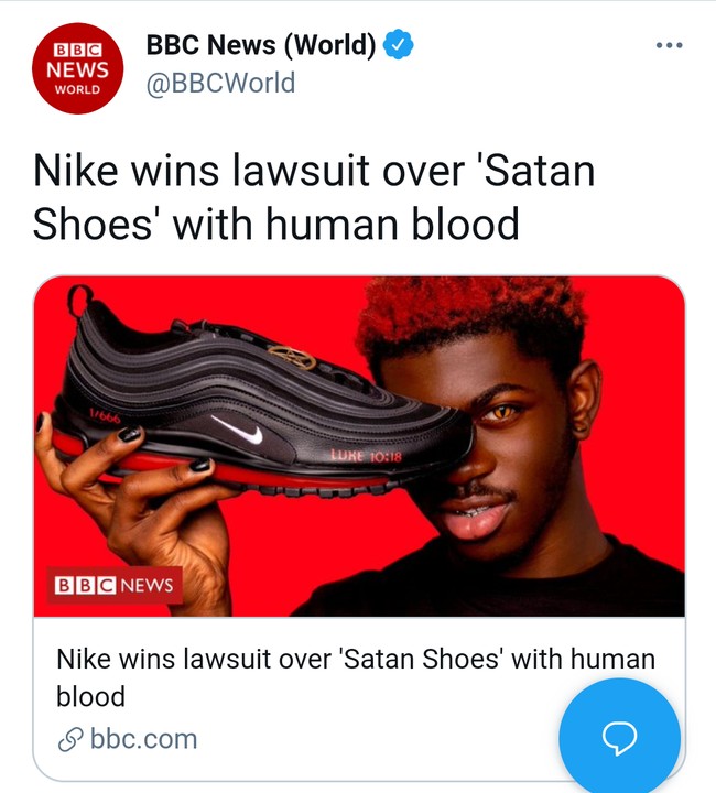Nike sues over 'Satan Shoes' with human blood - BBC News