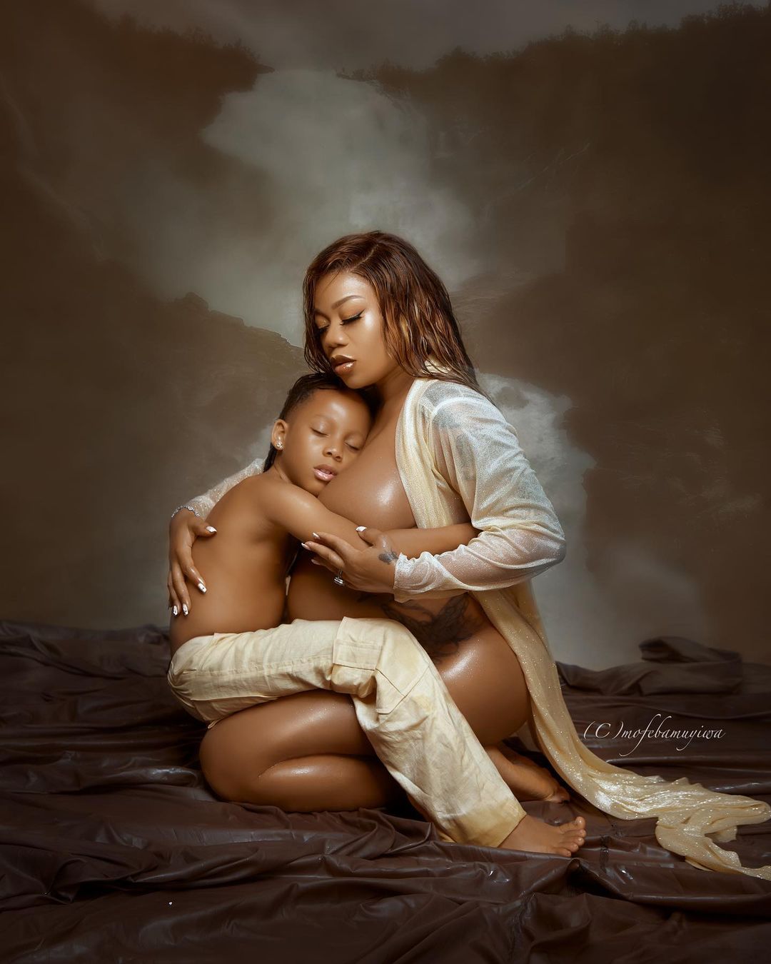 Outrage as celebrity stylist, Toyin Lawani shares eye popping maternity photos with her son  %Post Title