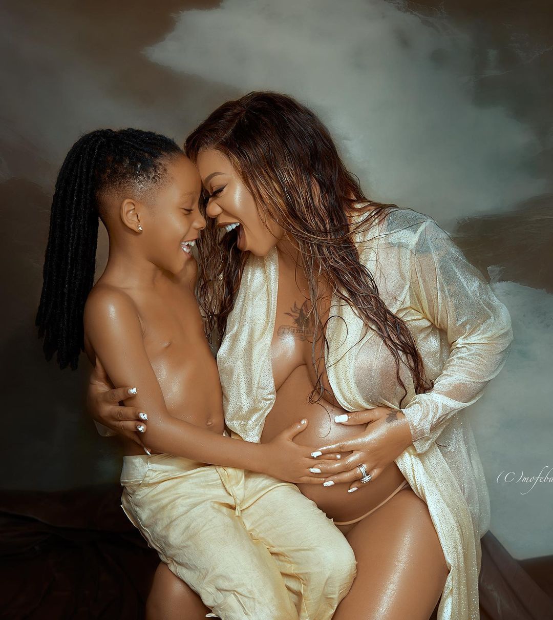 Outrage as celebrity stylist, Toyin Lawani shares eye popping maternity photos with her son  %Post Title