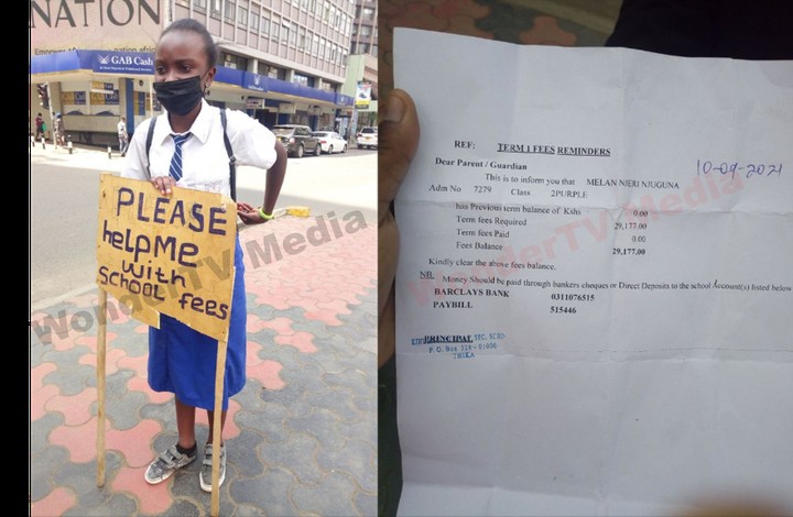 Kenyan Girl Hits The Streets In Uniform With Placard To Beg For Her School Fees - Education - Nigeria