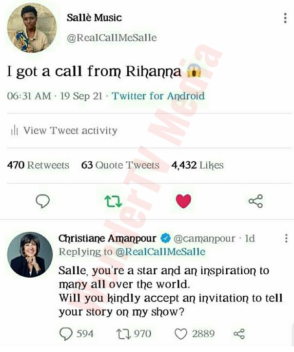 Rihanna Reaches Out To 17-Year-Old Nigerian Hawker Salle