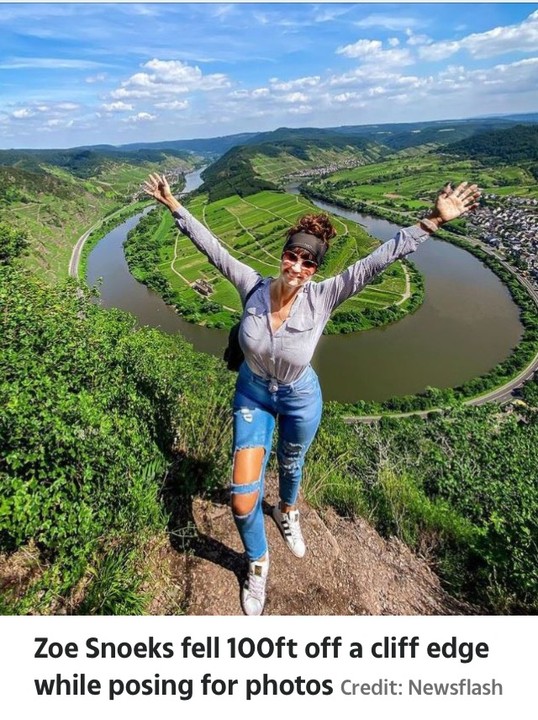 A Belgium Woman fell 100ft to her death while posing for photos at the edge of a cliff